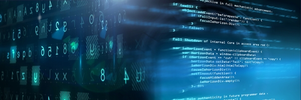 Image shows a computer screen running coding languages such as Python.